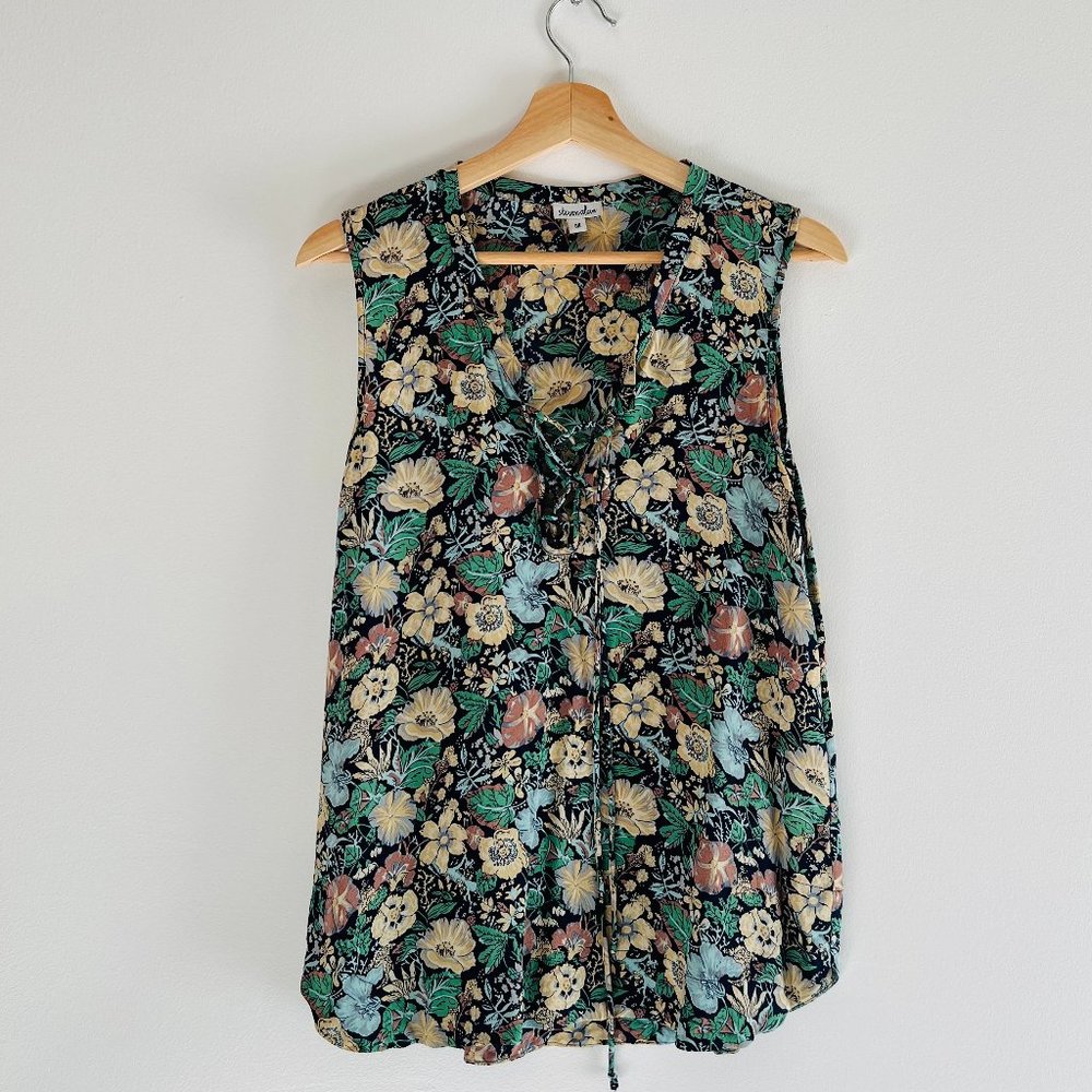 Steven Alan Silk Floral Lace-up Blouse